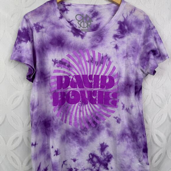 Chaser David Bowie Purple Tie Dye Tee Size L NWT - Picture 3 of 7